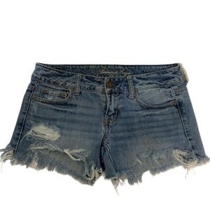 American Eagle Blue Denim Distressed Style Shorts